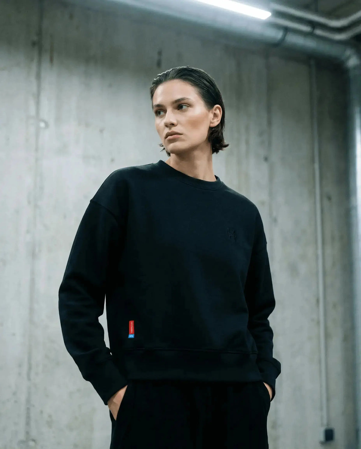 Cropped Sweatshirt 343 - Crewneck Black Batohiro
