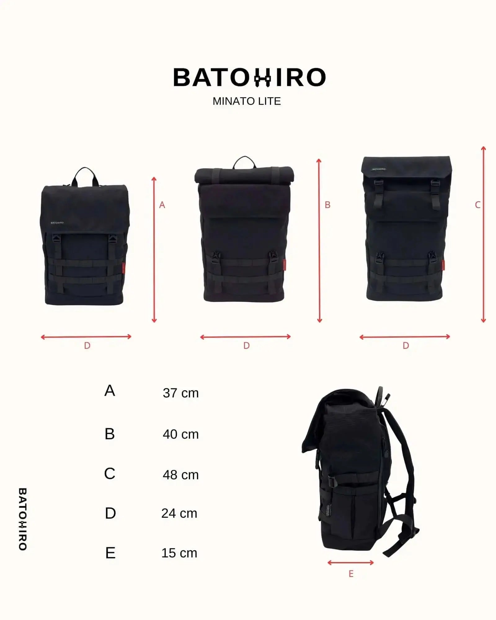 Minato Lite - Dark Black Backpack