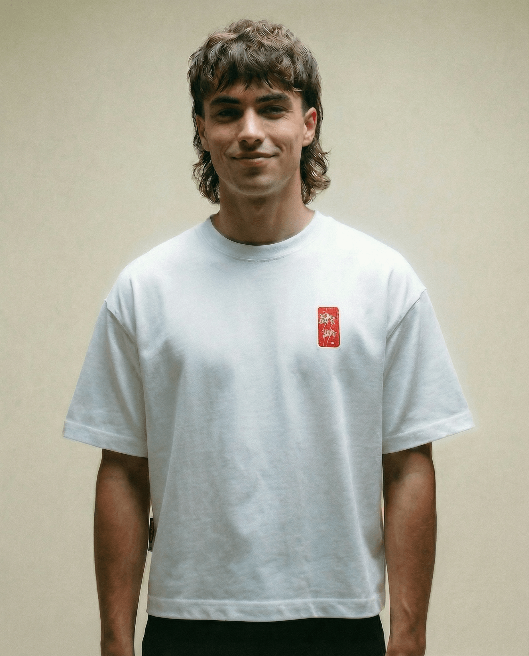 Spider Lily - White Cropped Oversized Tee