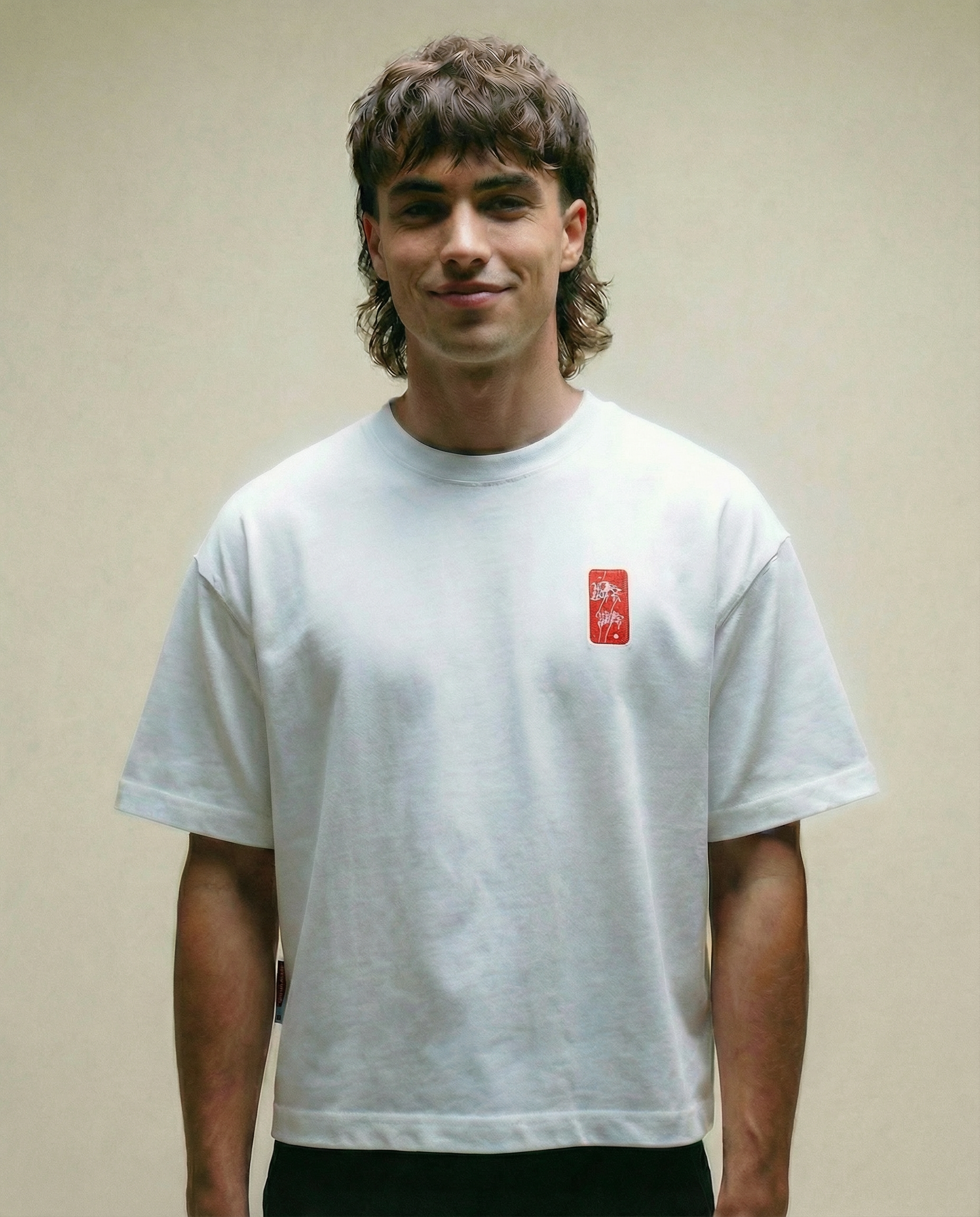 Spider Lily - White Cropped Oversized Tee